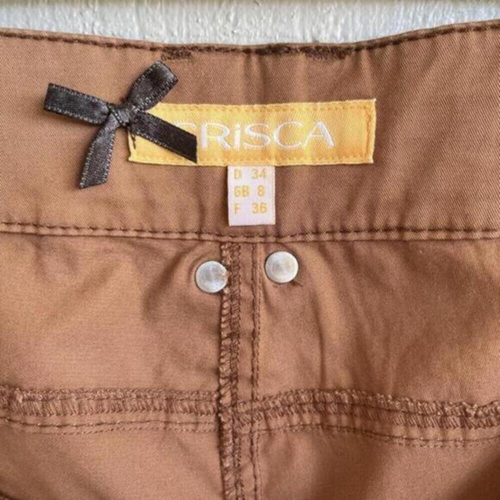 Crisca By Biba Cropped Cotton Twill Pants With Zipper Ankle Women’s Size 34 - Picture 7 of 9